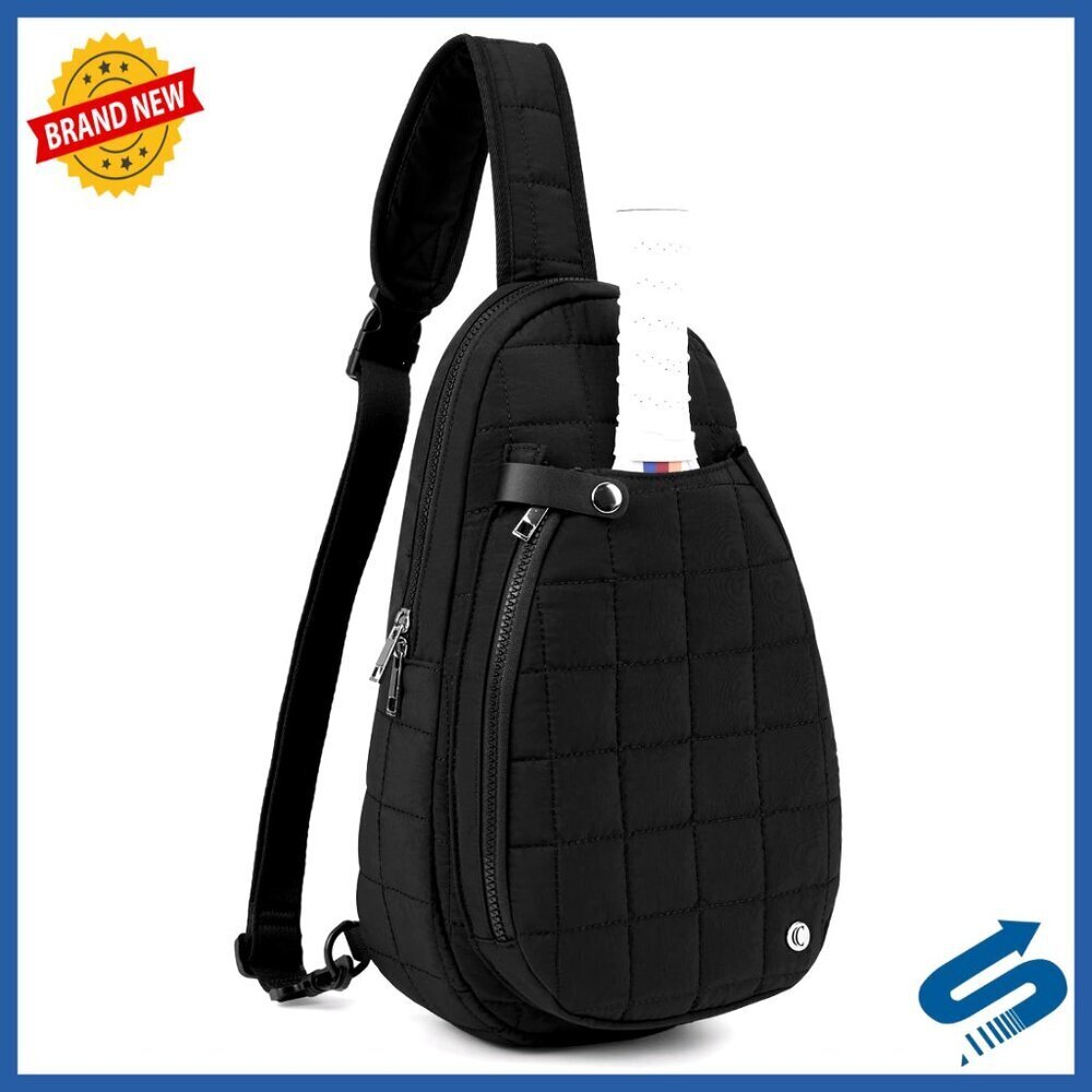 Quilted Puffer Sling Bag Large Capacity Waterproof Travel Crossbody Adjustable
